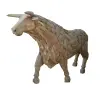  Product image 1 of the product “Standing Bull. Artistic made made from single teak wood pieces. The head is carved wood. The size is 247cm Length. ”